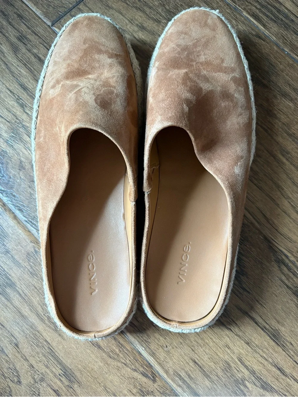 Vince Ulla Tan Suede Espadrille Slip-On Mules